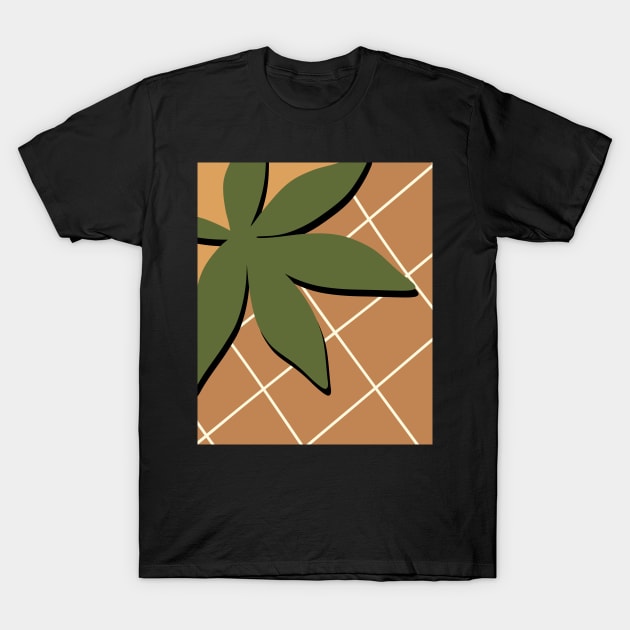 Minimal Modern  Abstract Shapes  Leaves Warm Tones  Design T-Shirt by zedonee